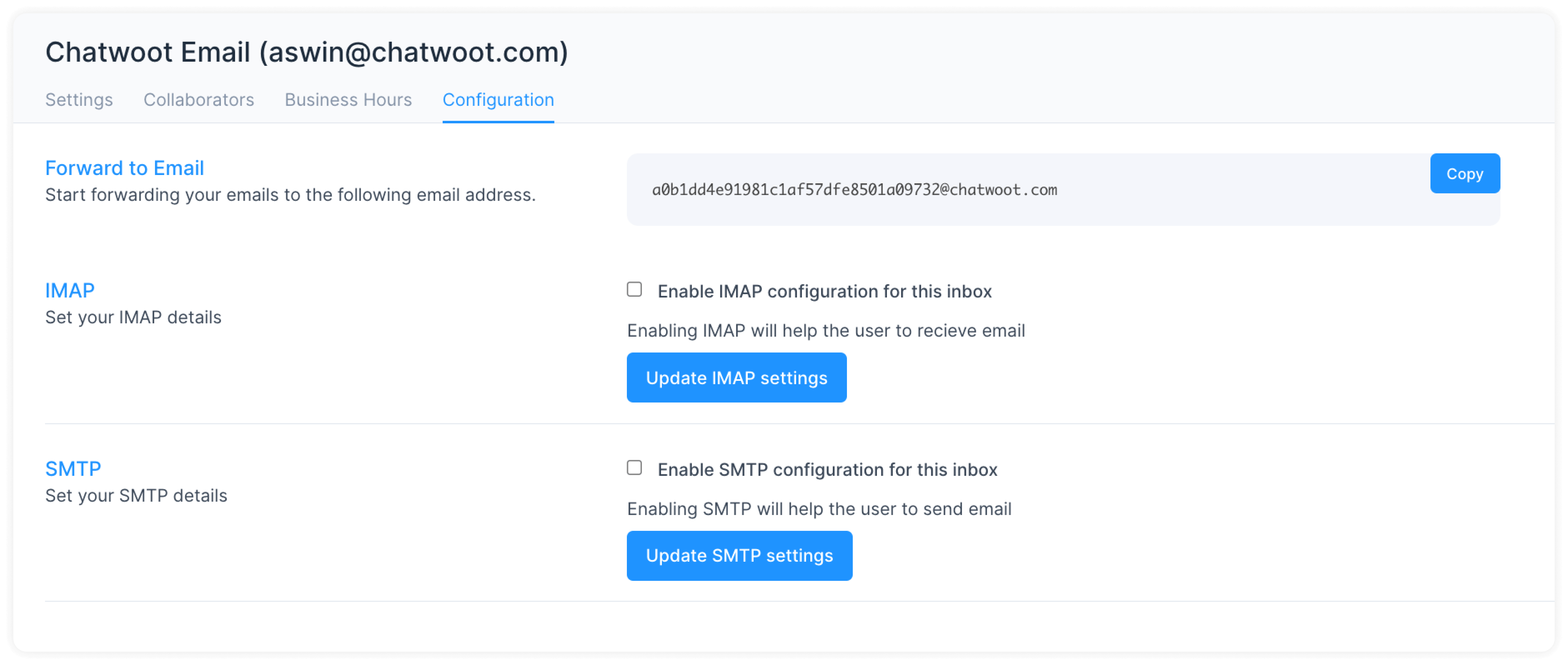 configure imap in Voxsig