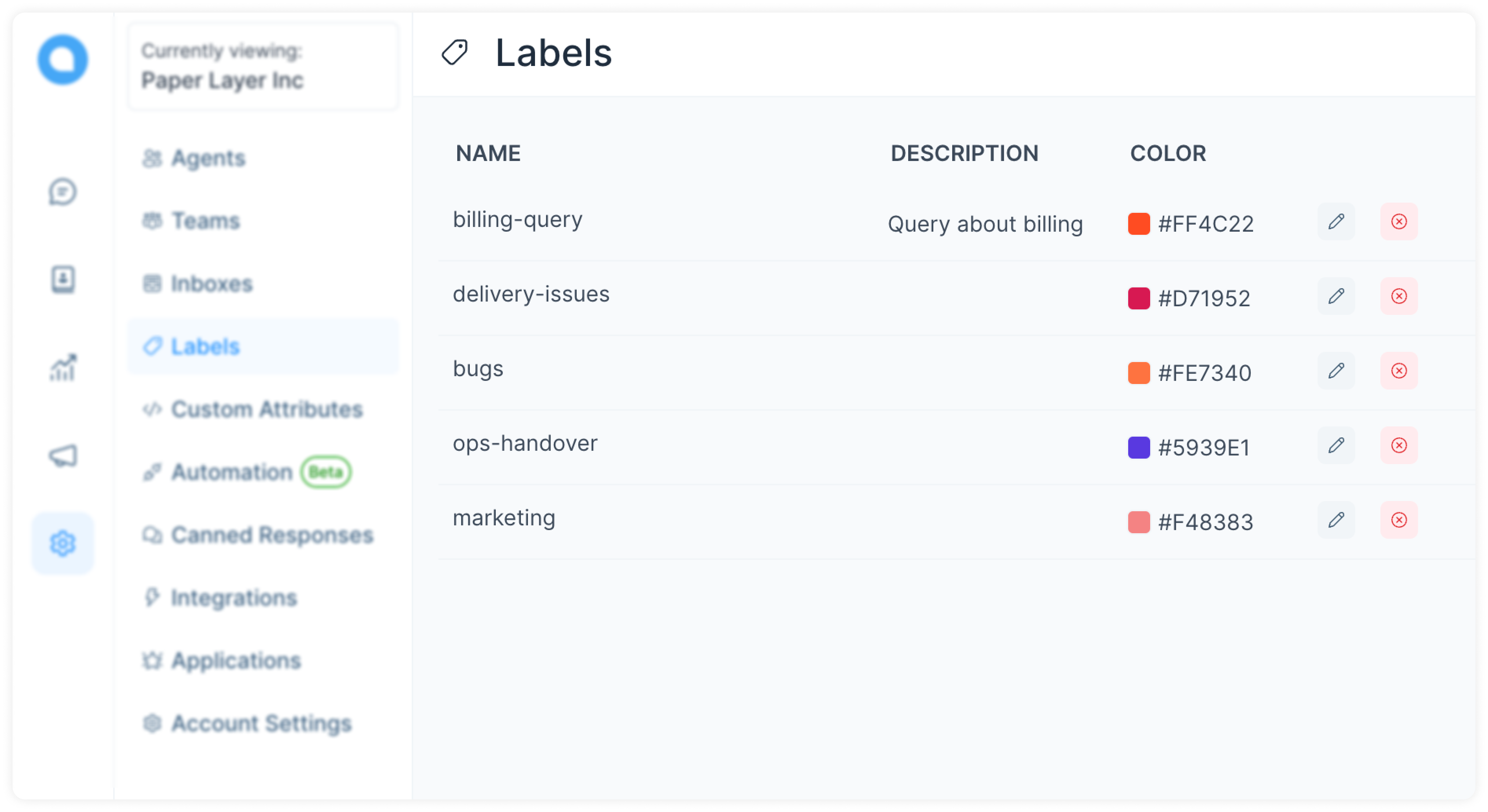 Voxsig Label setting screen