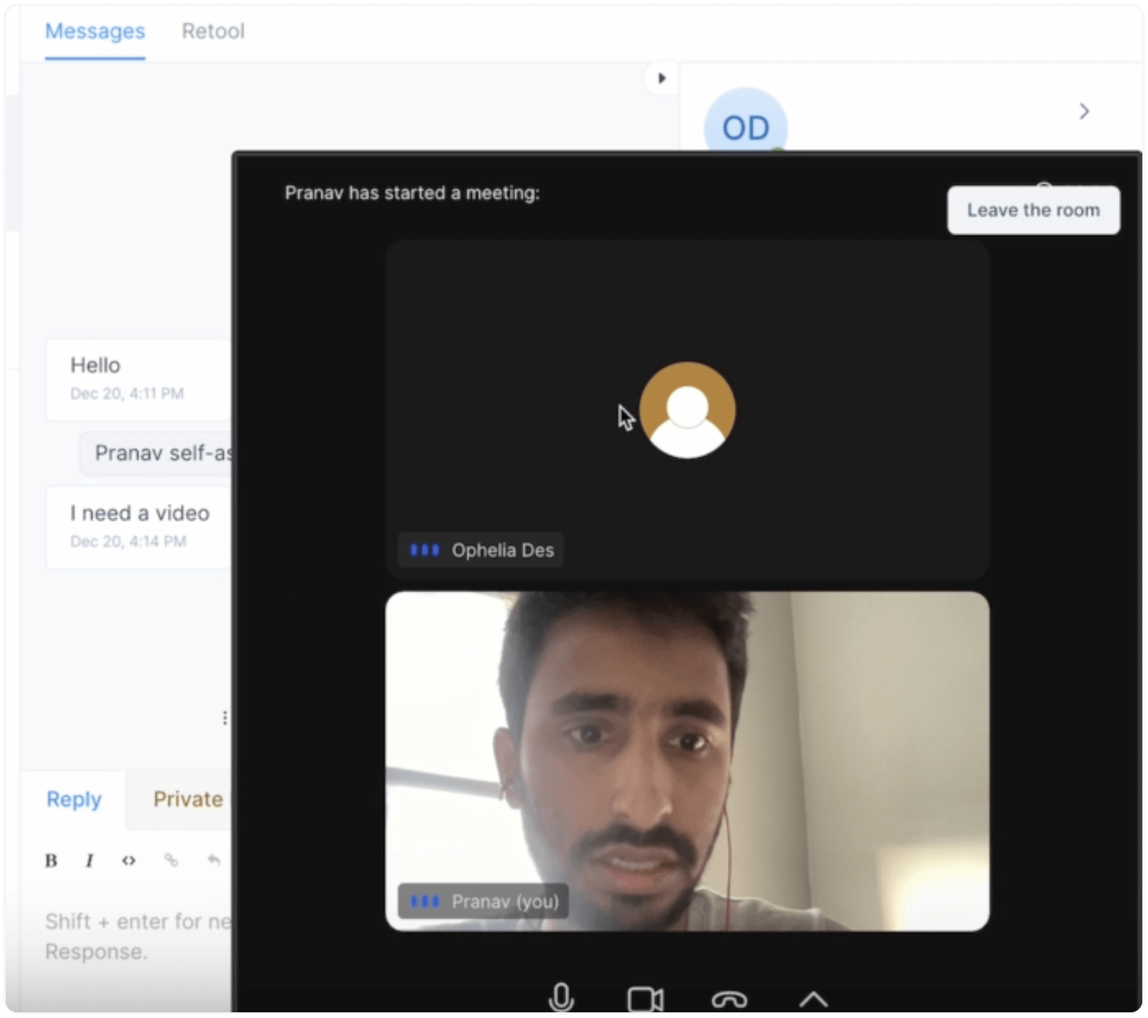 Video Call Interface for Agents