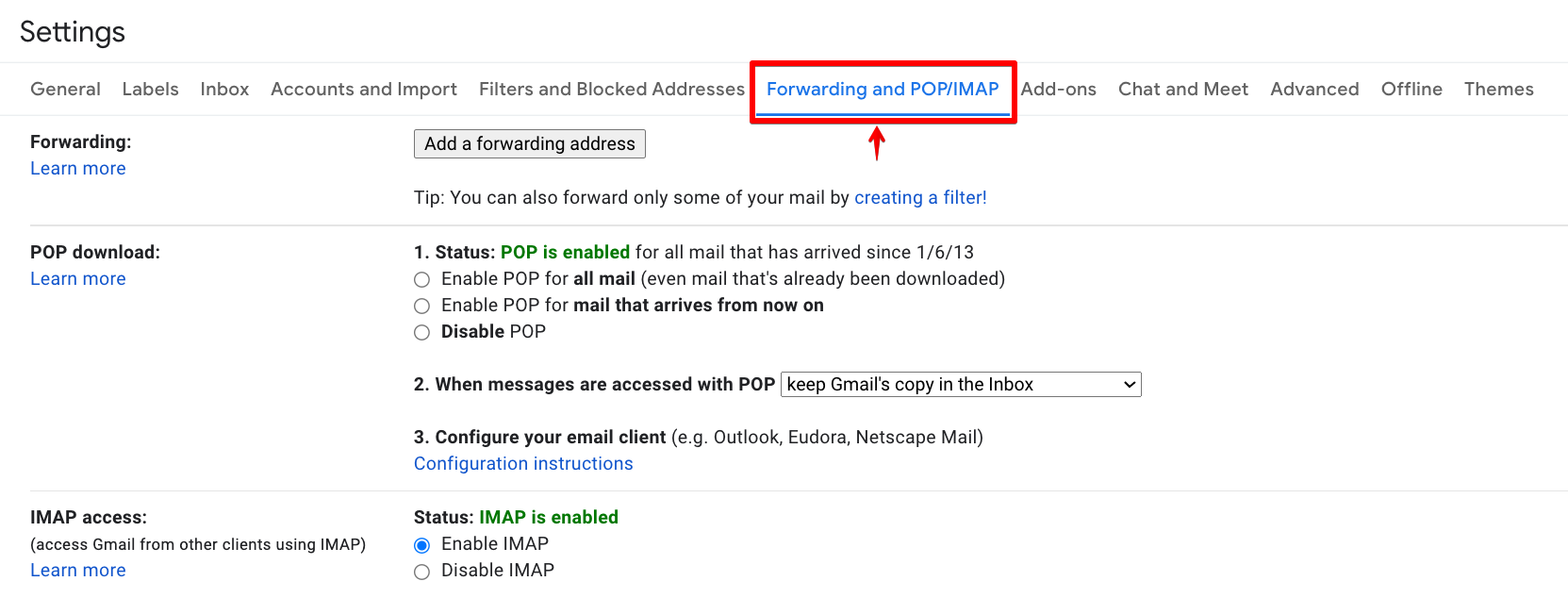 Gmail IMAP 设置